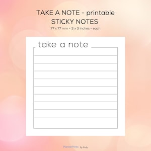sticky notes - memo notes - printable - take a note