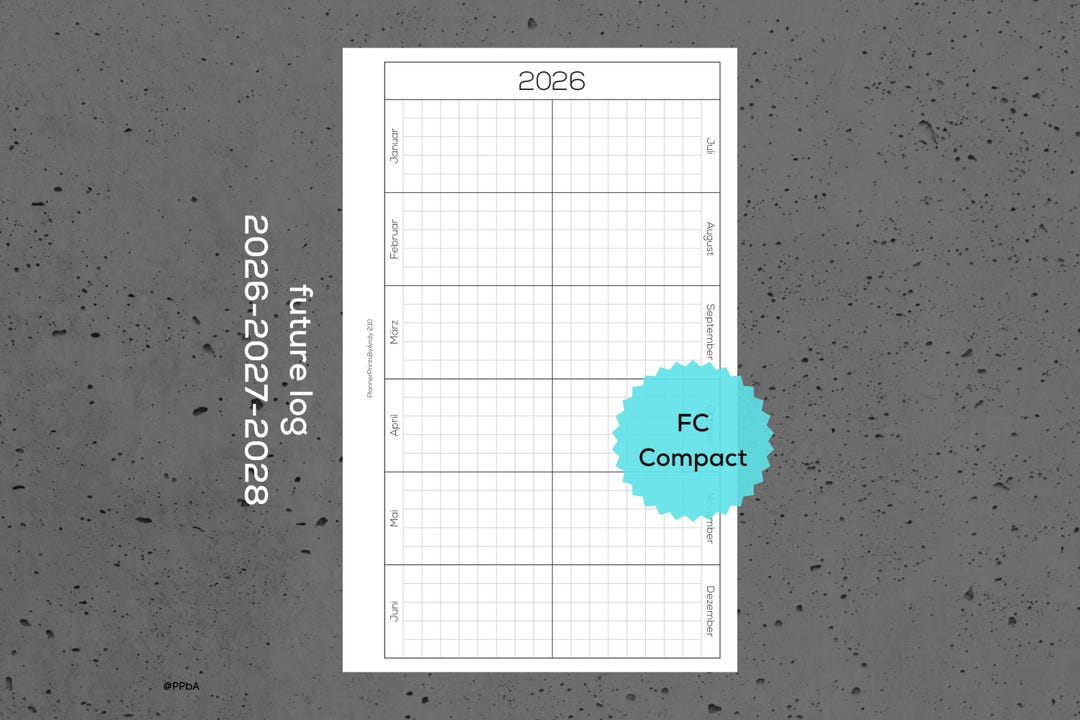Yearly Future Log - FC Compact - 2026/27/28 - Printable Planner Inserts ...