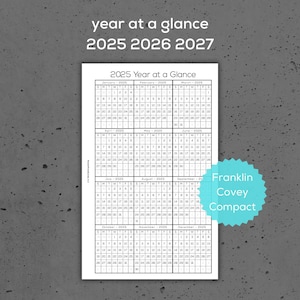 year at a glance - FC Compact - 2025-26-27 - printable planner inserts