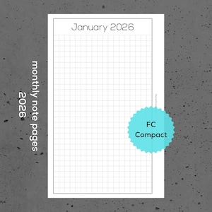 Páginas de notas mensuales - FC Compact - 2026 - Insertos imprimibles para agenda