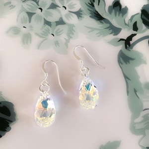 Swarovski Crystal Aurora Borealis Earrings/Bridal Teardrop Earrings/Crystal AB Earrings/Bridesmaid Jewellery/Birthday Gift For Her