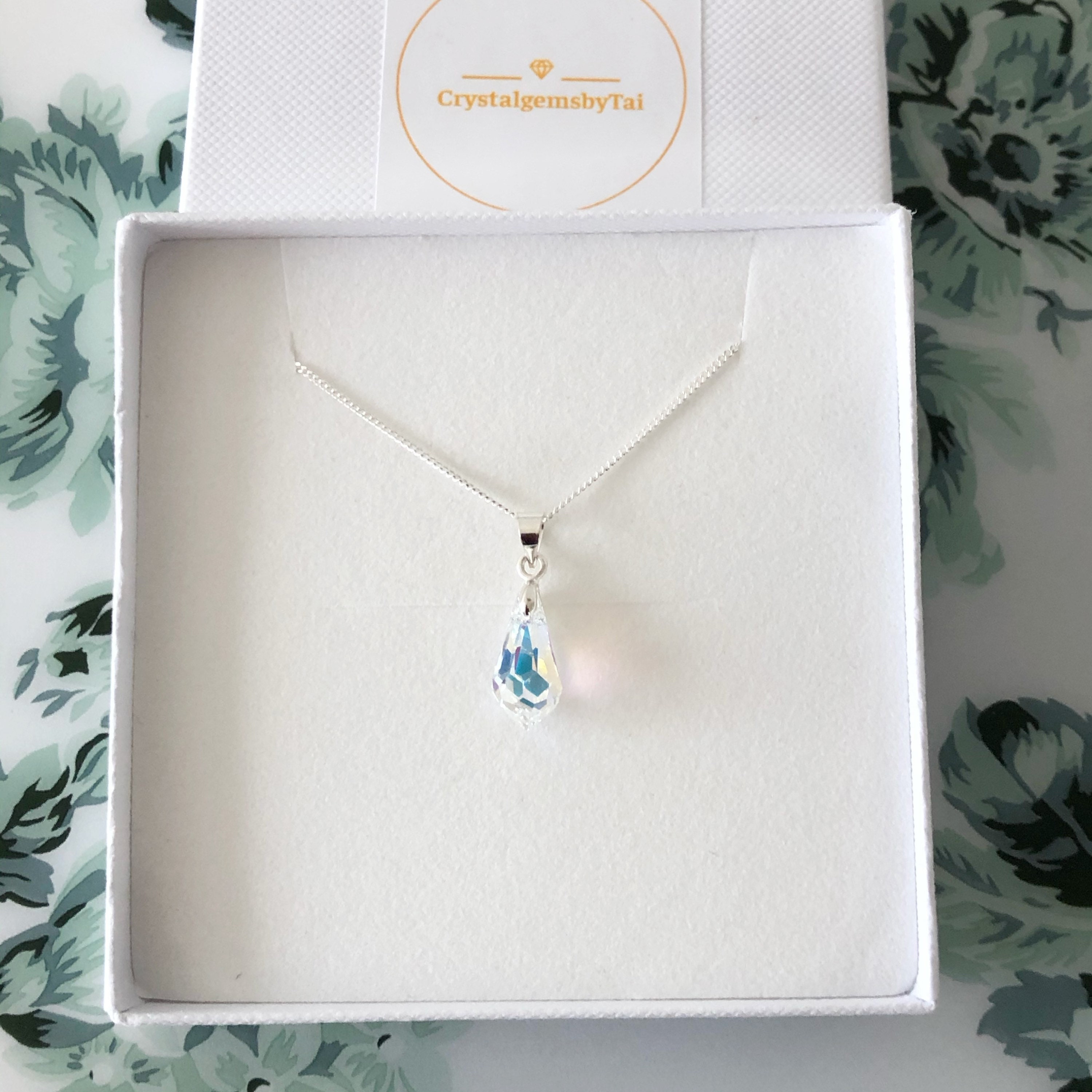 Stella – delicate silver choker necklace with crystal drop – Aureus Flos –  Fine Art Wedding Accessories