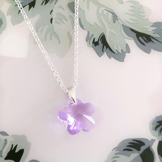 Flower Necklace with Swarovksi (R) Crystals Set in Sterling Silver Light Green Flower Necklace with Swarovksi (R) Crystals Set in Sterling Silver Light Green