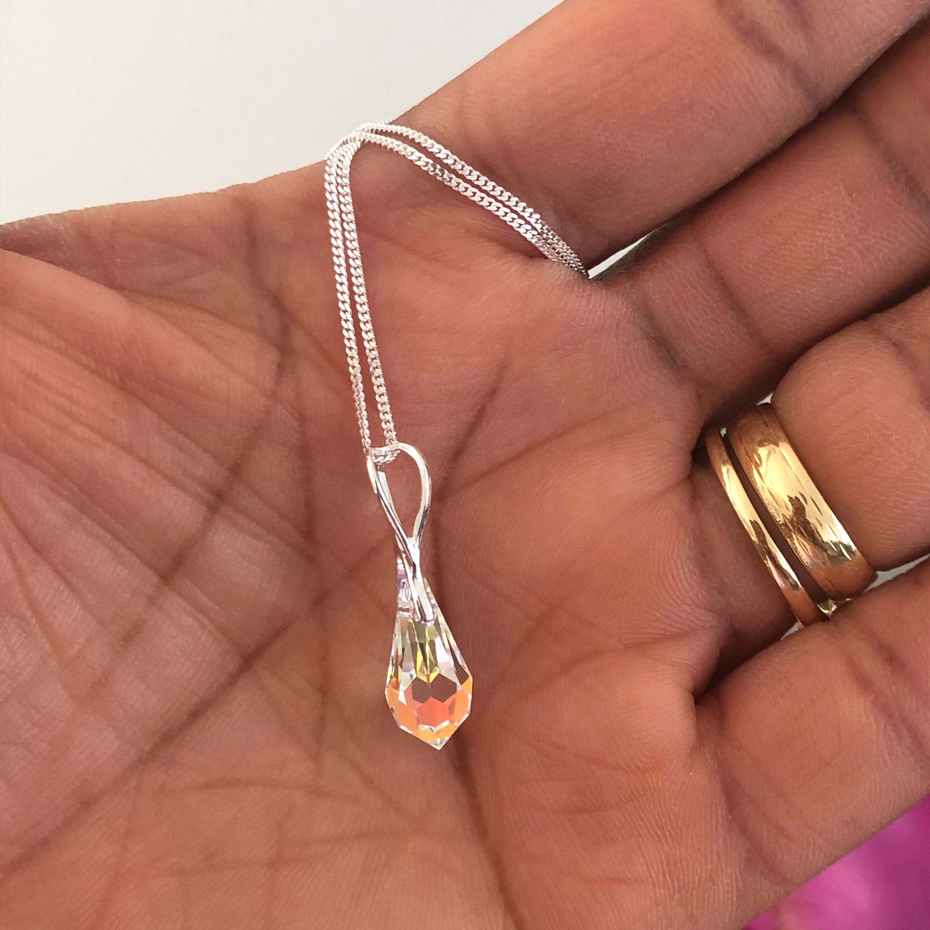 Swarovski Crystal Aurora Borealis Pendant Necklace, Crystal