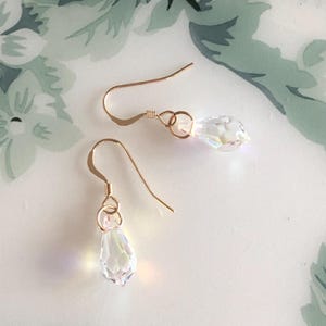 Aurora Borealis Crystal Teardrop Earrings: 14K Gold Filled Hooks