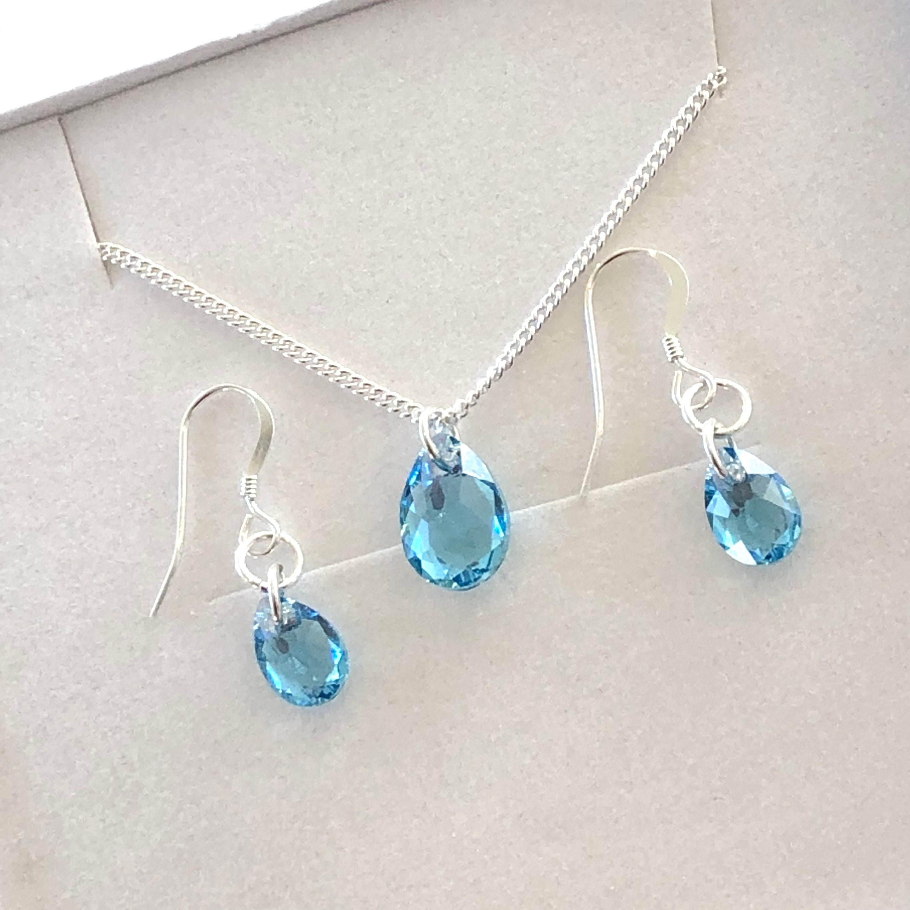 Raw Larimar Necklace and Drop Earrings Set - Uniquelan Jewelry