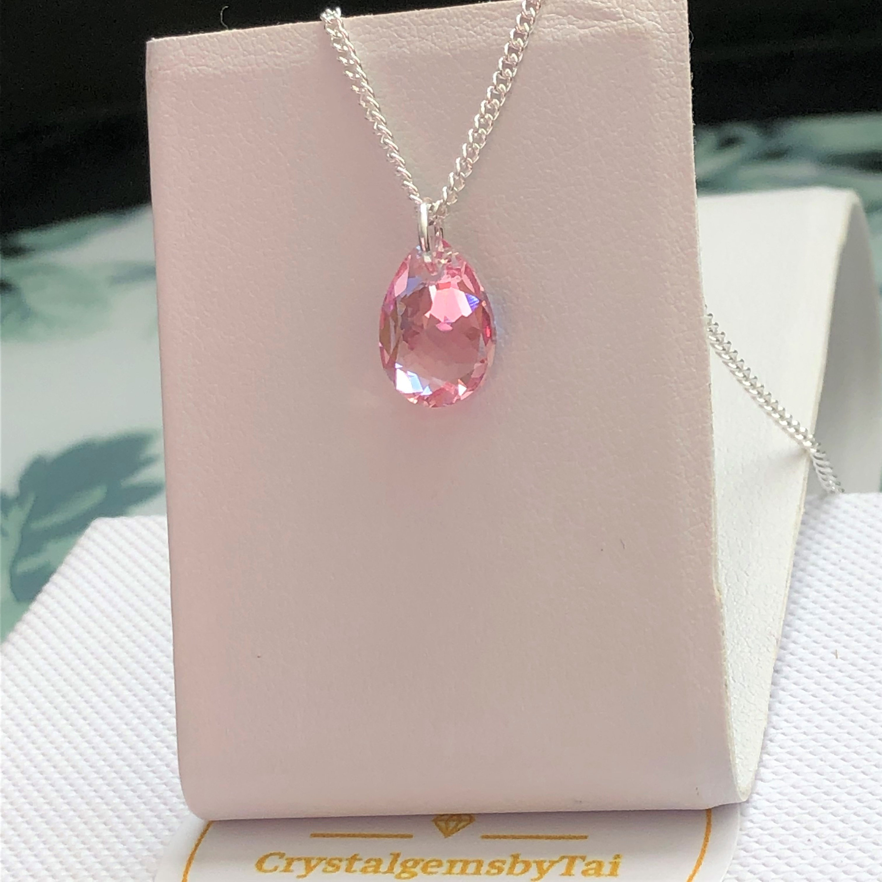 Swarovski Crystal Cross Pink Color Sparkling Personalized
