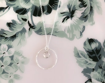 Sterling Silver April Birthstone Necklace: Swarovski Crystal Charm