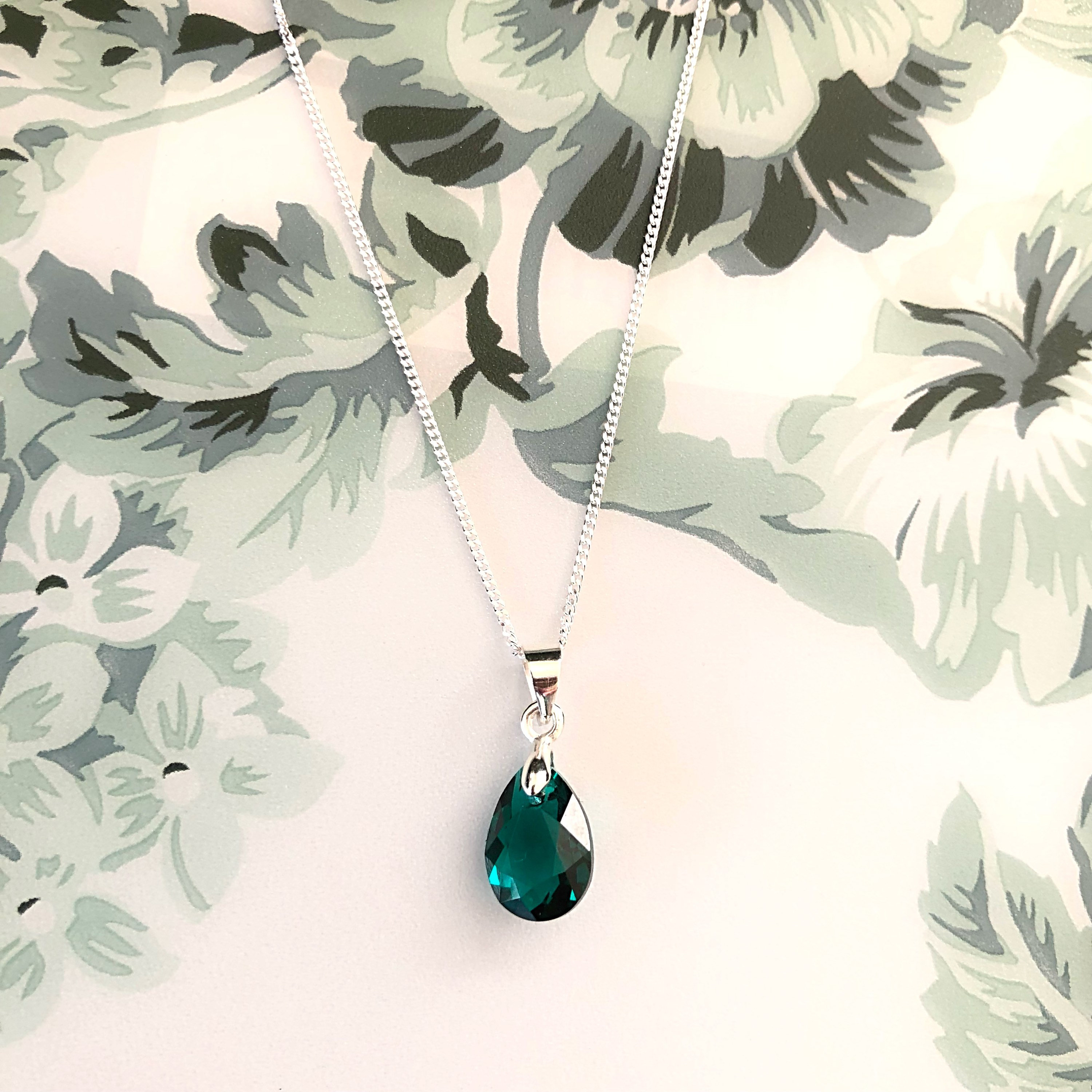 Swarovski Crystal Green Emerald Shimmer Dainty Pendant