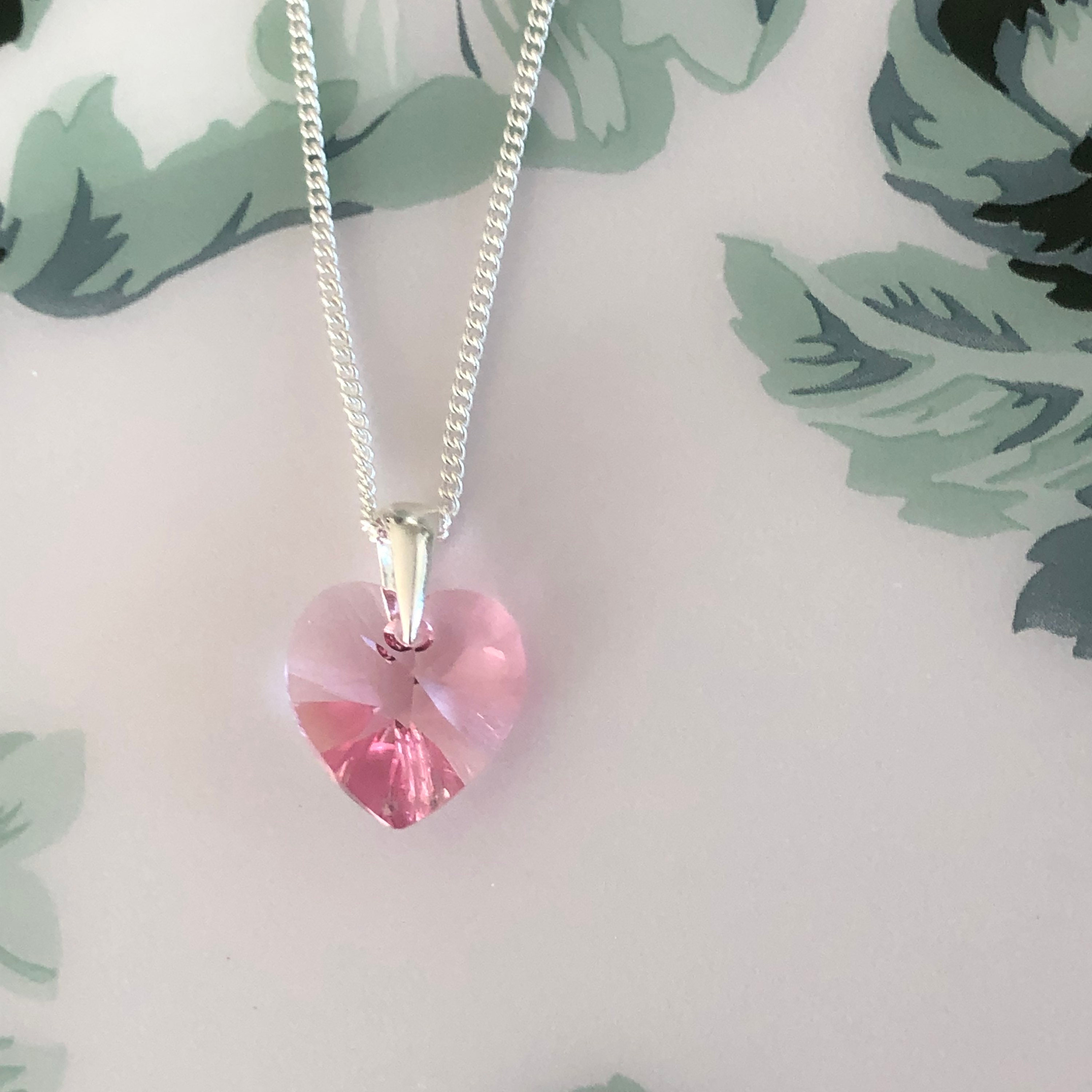 2 PINK Heart made with Swarovski Crystal Love Friends Lover Mothers Day  Necklace | eBay