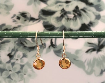 Dainty Topaz Birthstone Earrings Gold/November Birthstone Earrings/14K Gold Filled Earring hooks/November Birthday Gift/Personalised Earring