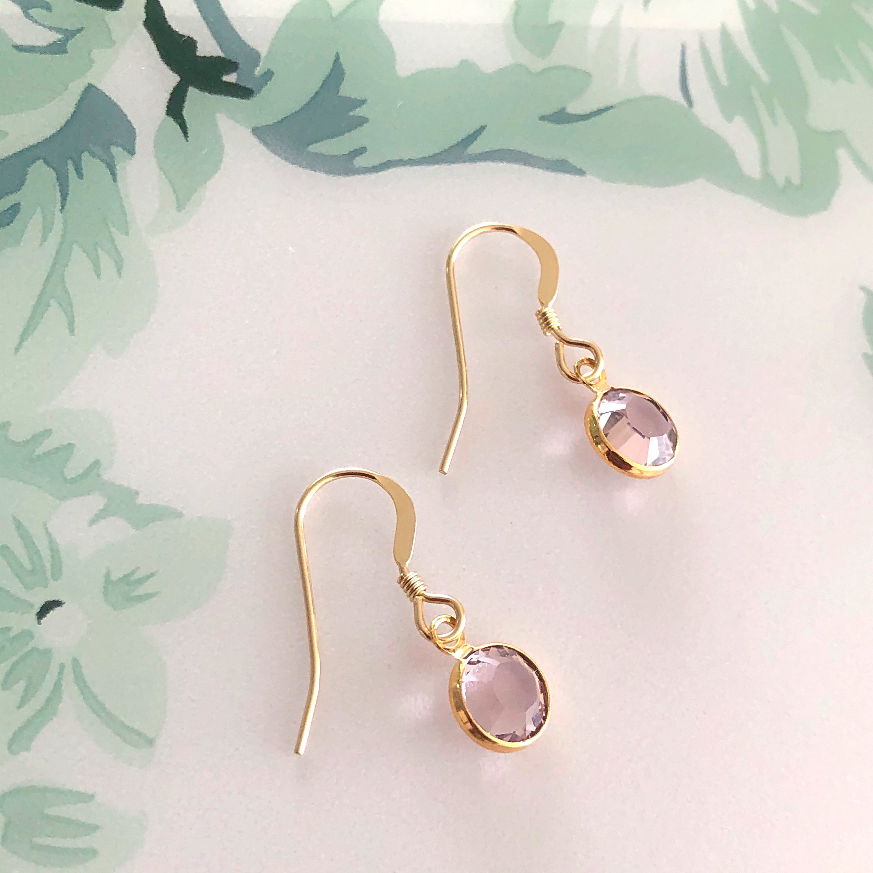 Dainty Crystal June Birthstone Earrings Gold Birthstone Etsy UK