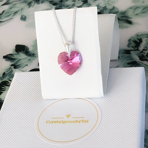 Hot Pink and Crystal Heart Necklace – Kennedy Sue Gift & Home