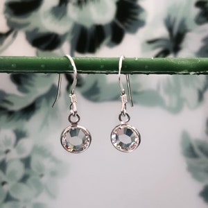 Dainty Swarovski Crystal Charm Birthstone Earrings Sterling Silver/April Birthstone Earrings/April Birthday Gift/Cute Bridesmaid Gifts