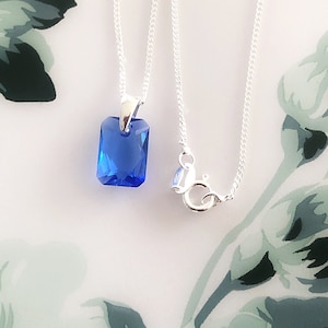 Swarovski Crystal Blue Necklace Sterling Silver/Sapphire Blue Pendant Necklace/Gift for Mum/September Birthday Gift/Bridesmaid Gift