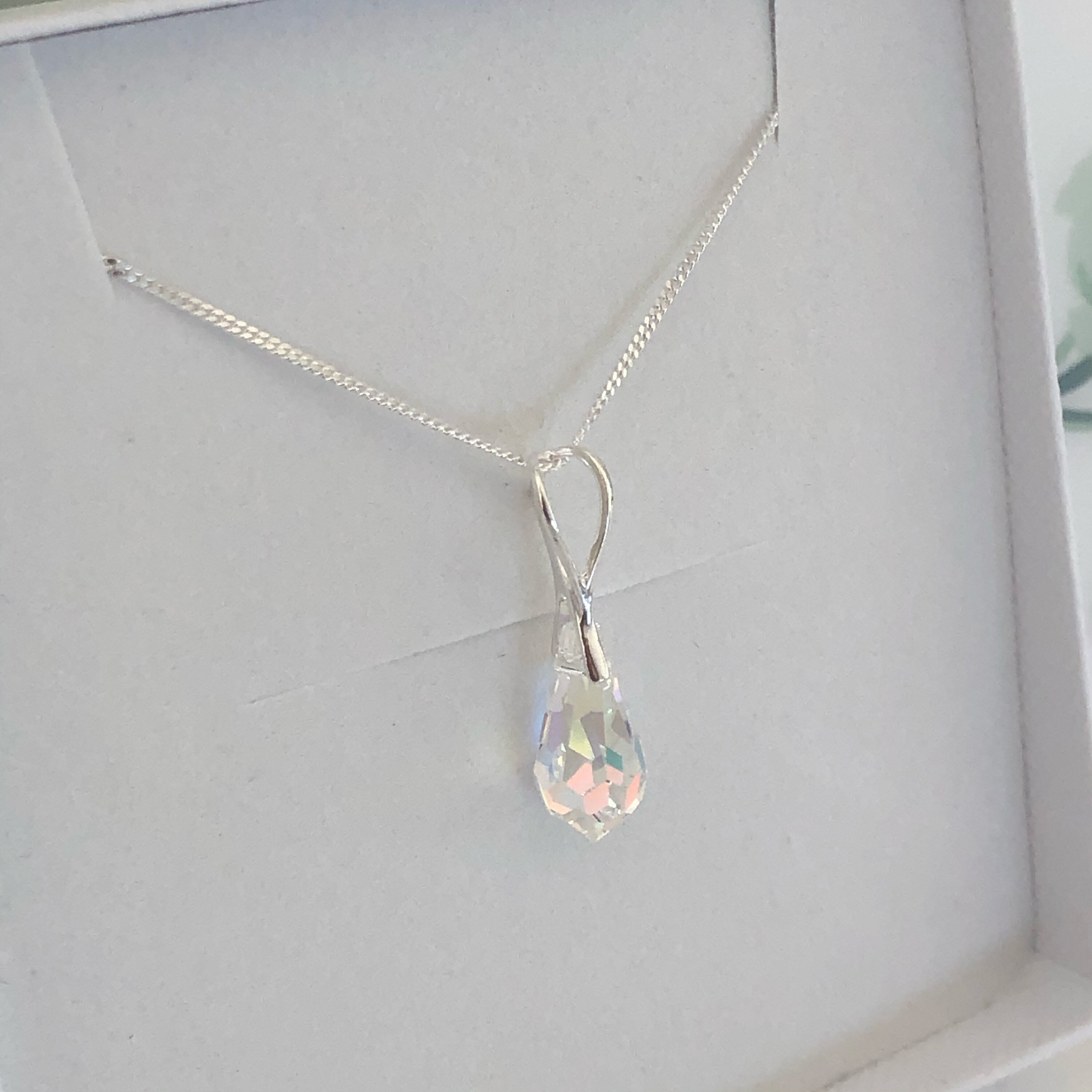 Swarovski Crystal Aurora Borealis Pendant Necklace, Crystal
