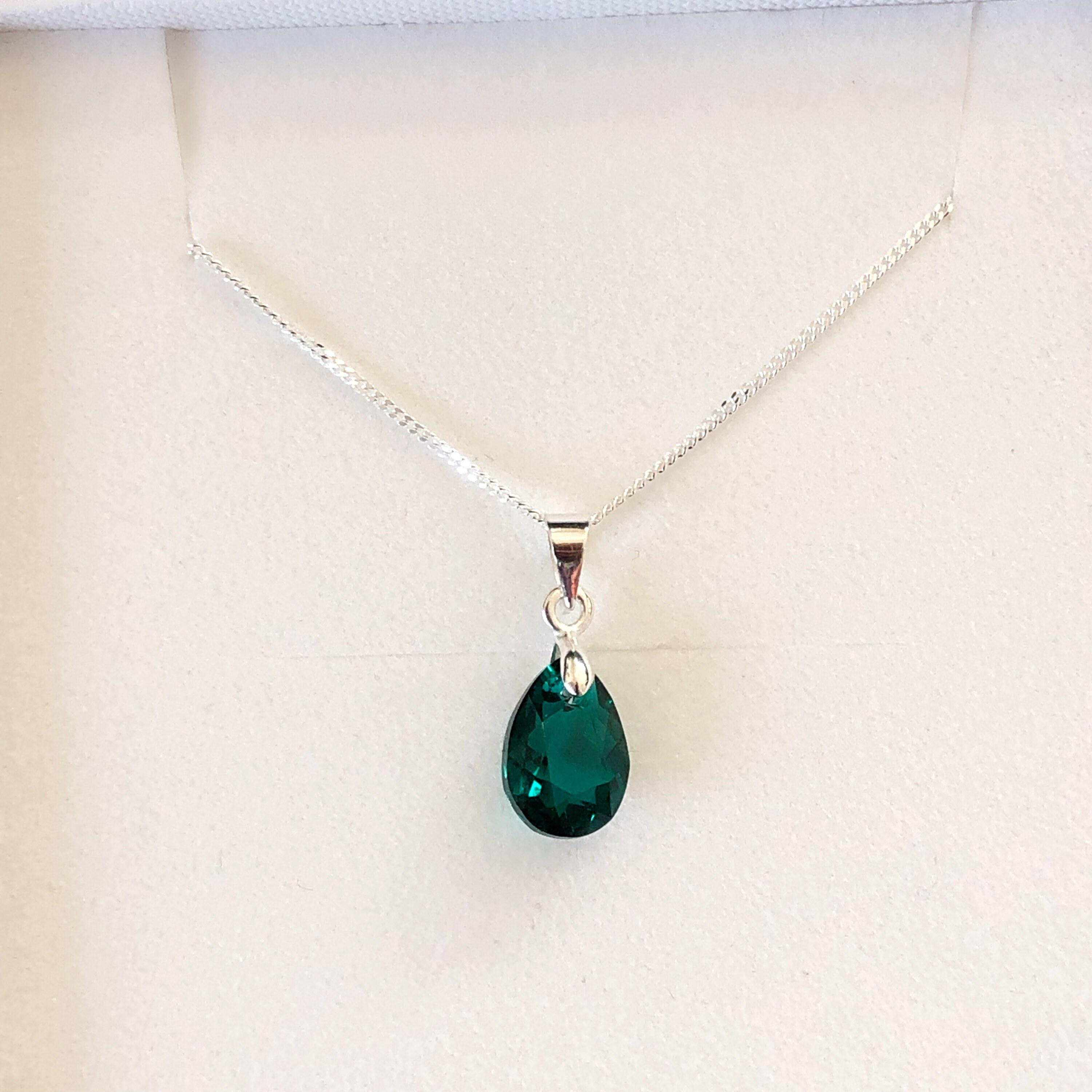 Swarovski Crystal Green Emerald Shimmer Dainty Pendant