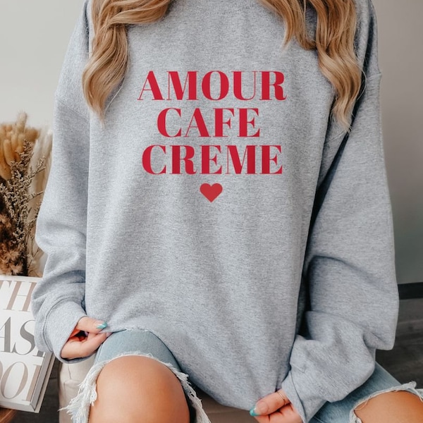 Pull Crème Amour Café, Tenue Cosy, Petit Coeur, Amateur de Café