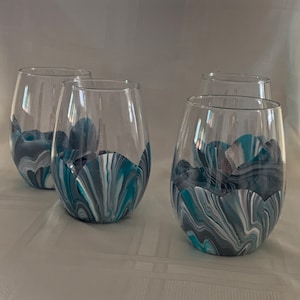 Hand marbled wine glasses