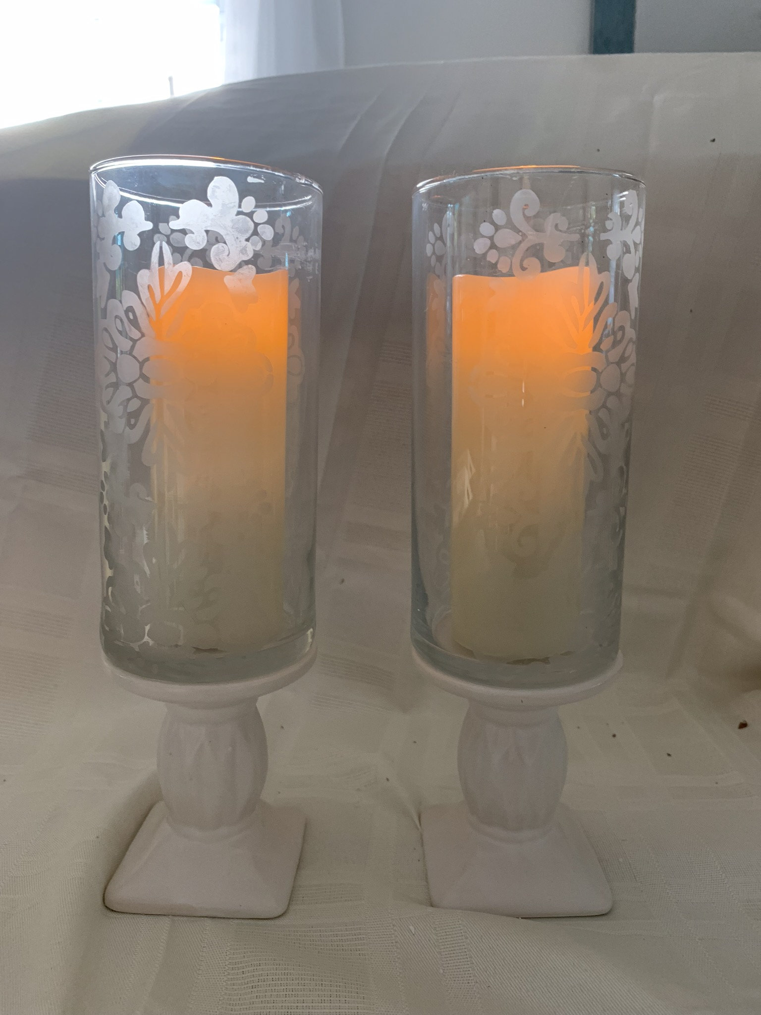 Set of Two Pedestal Hurricane Candle Holders Etsy