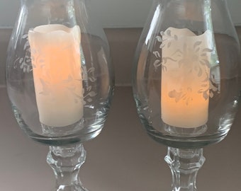 Orkaanlantaarns van geëtst glas