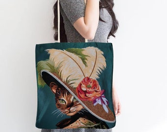 Gobelin Tapestry Shoulder Bag|Cute Cats Tapestry Bag|Gift Handbag For Her|Woven Tapestry Fabric|Cat Print Tote Bag|Cat Lover Gift For Mom