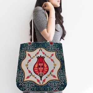Bolso bandolera de tapiz de gobelino/Bolso con estampado de azulejos turcos/Bolso de regalo para mujer/Tela de tapiz tejida/Bolso de hombro de tapiz belga hecho a mano
