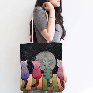 Gobelin Gobelin Schultertasche|Süße Katzen Geschenk Handtasche|Gewebter Gobelin Stoff|Katzen Print Tasche|Geschenk für Katzenliebhaber|Geldbeutel für den täglichen Gebrauch