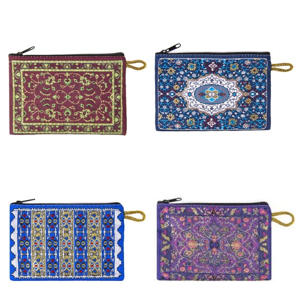 Monedero de tela tejida/Monedero pequeño/Mini organizador de bolso/Monedero de diseño Kilim/Titular de tarjeta de crédito delgado/Cartera de mujer con cremallera para regalo