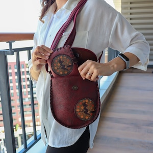 Conjunto de bolsa e carteira de couro de bruxa fofa | Bolsa a tiracolo vegana | Porta-moedas | Bolsa de ombro estilo vintage | Bolsa tote para o dia a dia | Porta-cartão de crédito | Presente feminino