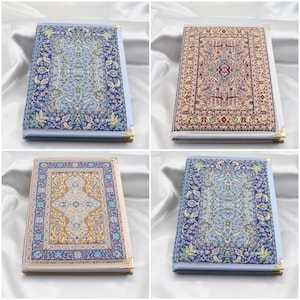 Blue Woven Fabric Cover Notebook|Aztec Style Notepad|Kilim Pattern Journal|Carpet Design Lined Notebook|Handy Sketchbook|Boho Travel Notepad