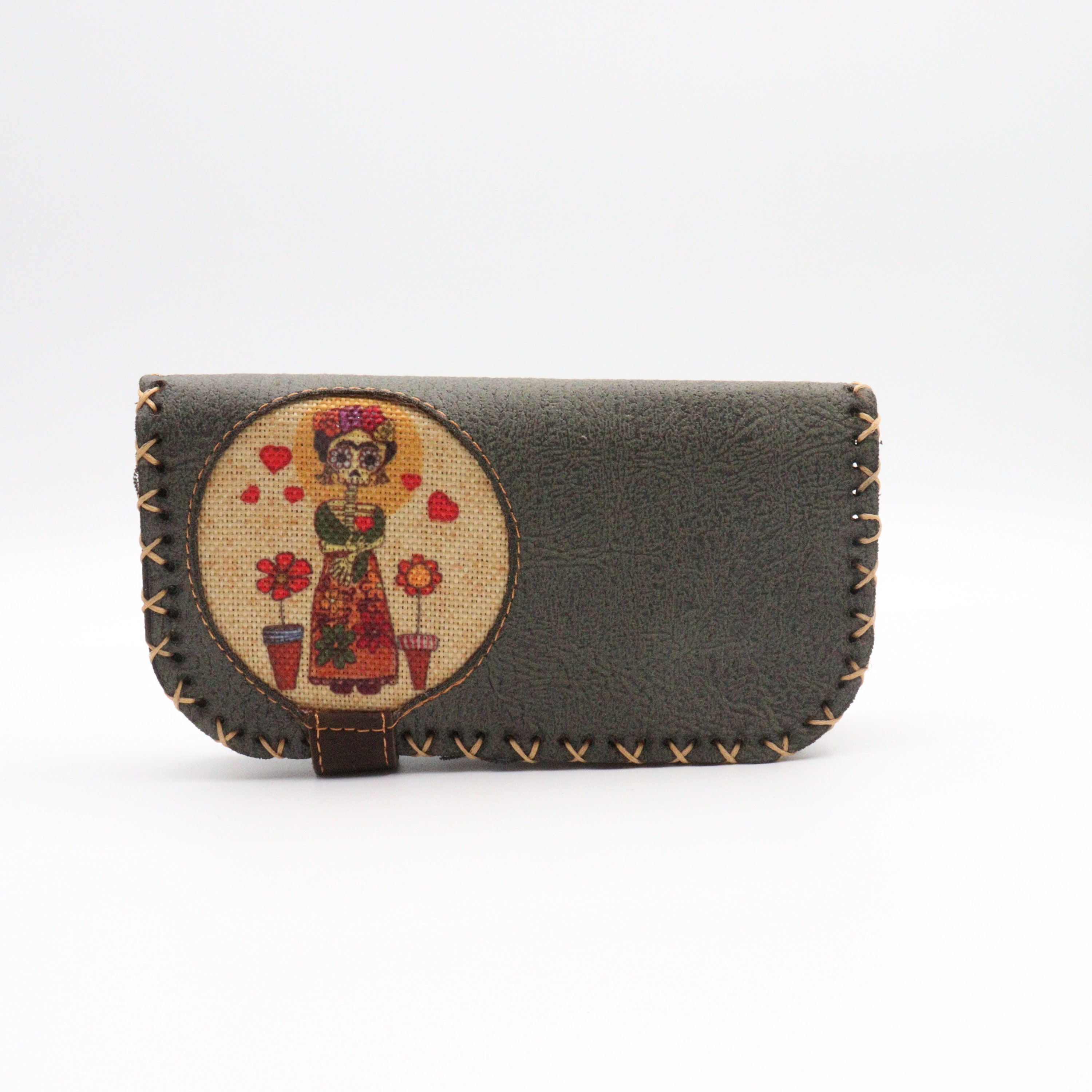 Portefeuille Femme Frida Kahlo En Faux Cuir - Grande Taille - Multicolore - Fait Main - Neuf Sans étiquette