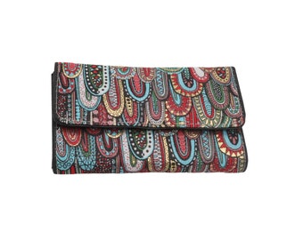 Boho Kilim Fabric Wallet: Envelope Clutch Bag with Coin Purse