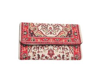 Woven Kilim Wallet: Boho Fabric Clutch Bag with Card Holder