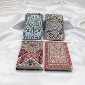 Floral Woven Cover Notebook|Boho Style Journal|Handy Sketchbook|Oriental Pattern Diary|Evil Eye Design Notepad for Her|Kilim Pattern Notepad