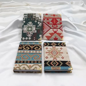 Ethnic Aztec Design Notebook|Authentic Woven Cover Diary Journal|Handy Sketchbook|Kilim Pattern Diary|Woven Carpet Design Notepad for Her