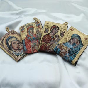 Porta-moedas Holy Mary | Carteira minimalista com zíper | Bolsa com estampa de Jesus Cristo | Estojo de tecido feito à mão | Porta-cartões fino | Presente de aniversário para a mãe