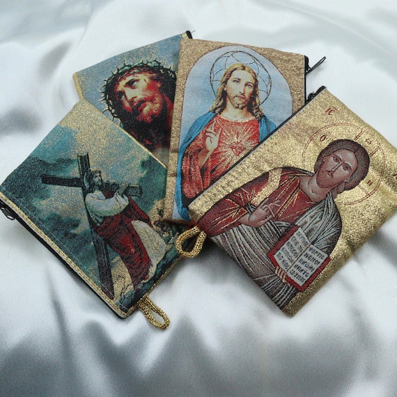 小物 JUSUS Jesus Christ Icon Wallet: Handmade Religious Coin Purse - Etsy