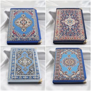 Blue Woven Fabric Cover Notebook|Aztec Style Notebook|Kilim Pattern Journal|Boho Travel Notepad|Carpet Design Lined Notepad|Handy Sketchbook