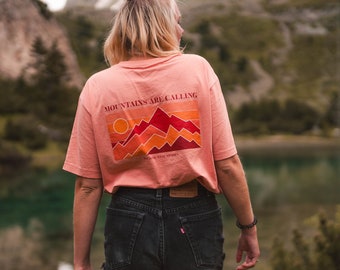 Faires Shirt aus Bio Baumwolle  "Mountains are calling" Rückenprint