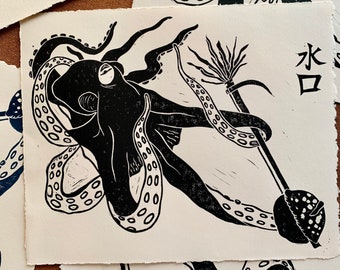 Octopus BlockPrint in Black