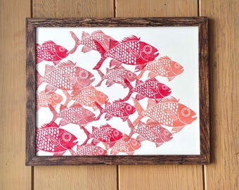 Menpachi Fish Block Print Art