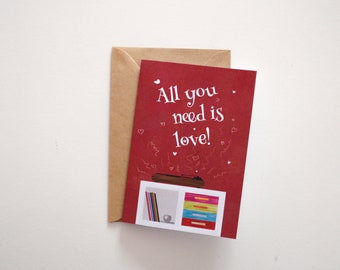 "All You need is Love" card, postcard, greeting card, Valentine's Day, valentine's day, all you need is love, the beatles, music, song