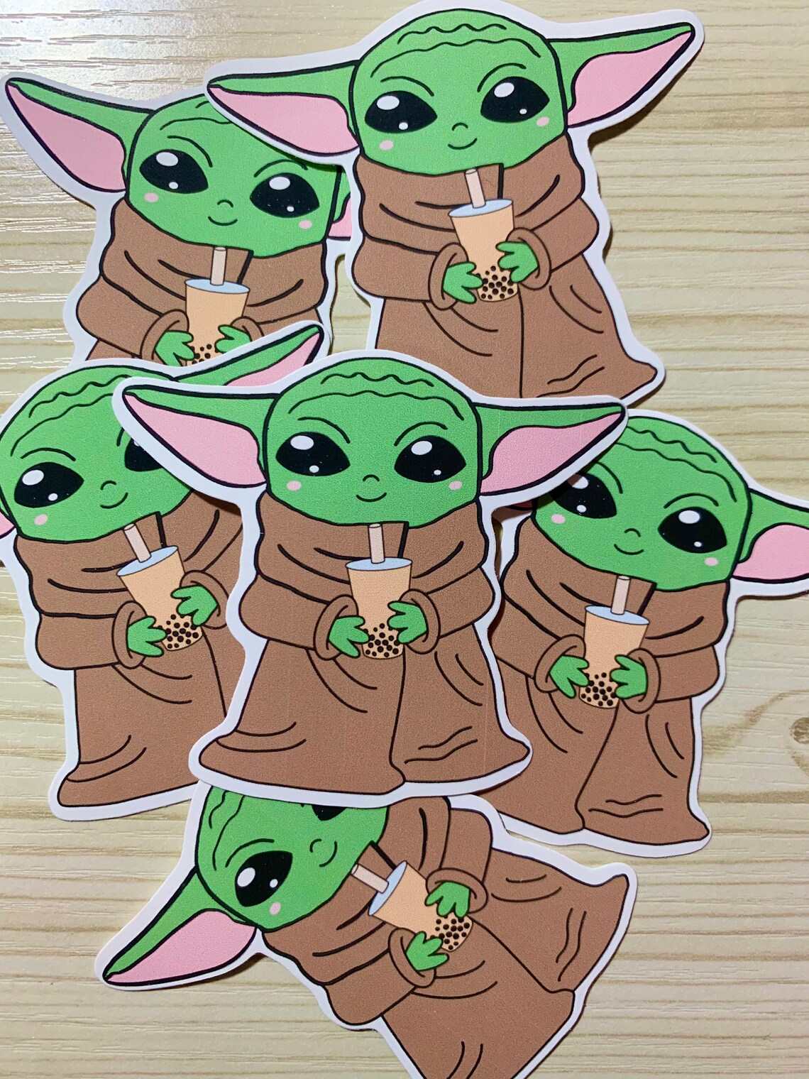 Baby Yoda drinking Boba Stickers Etsy