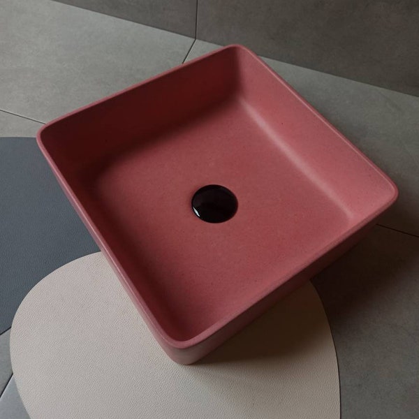 vasque à poser en béton, vasque carrée de différentes couleurs, 40x40,