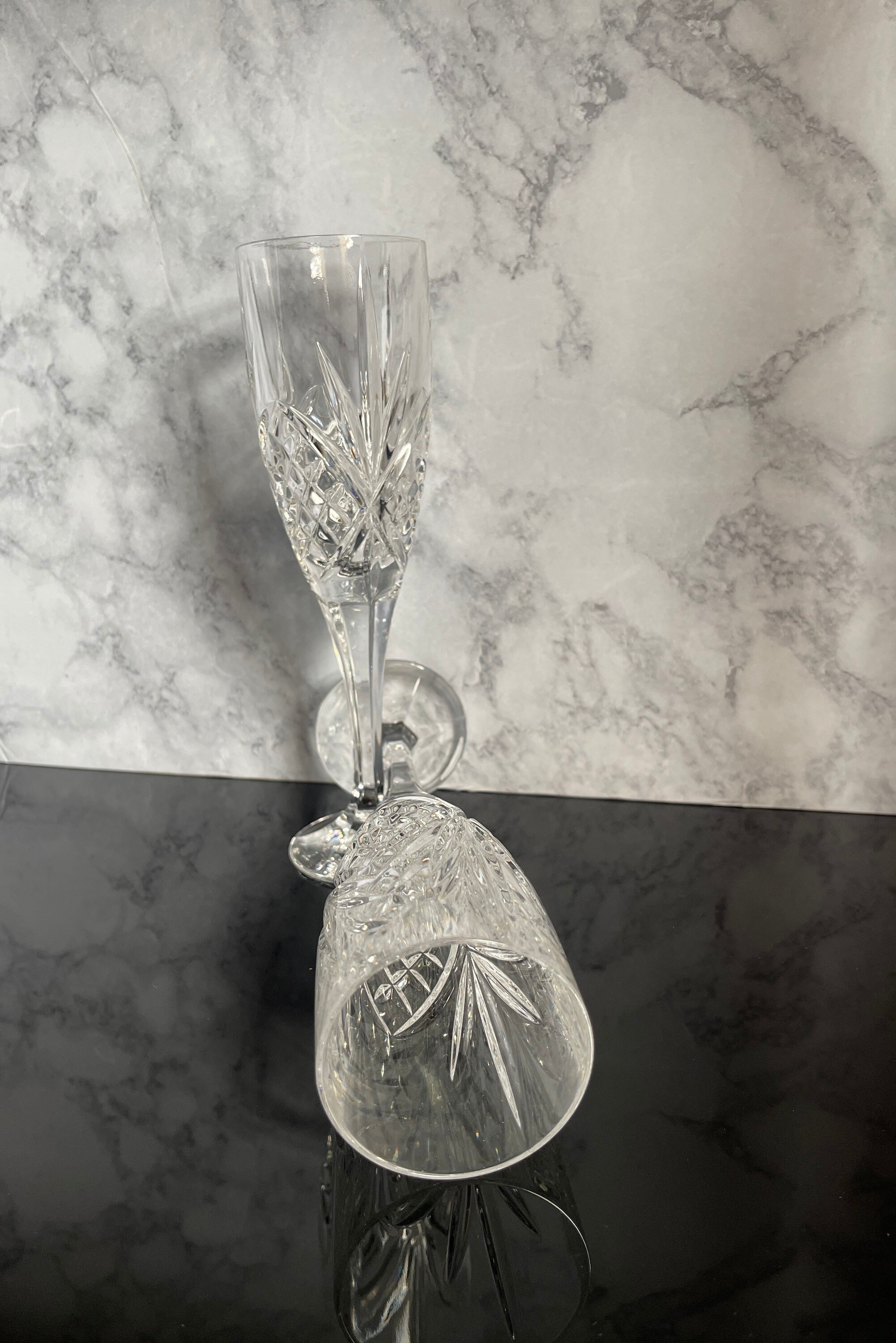 Dublin by Godinger Champagne Flutes, Set of 2 Vintage Toasting Glasses, Crystal Clear Champagne