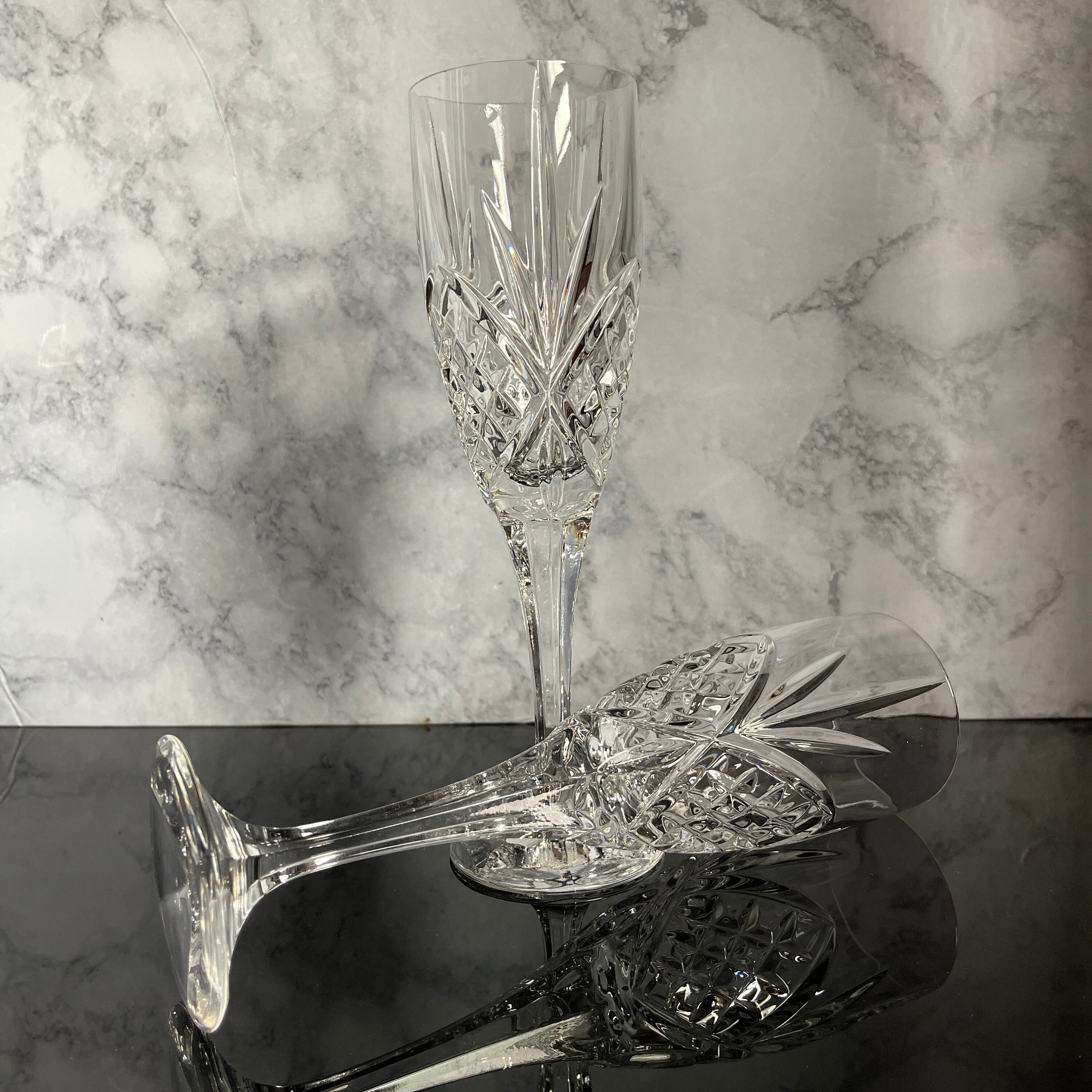 Dublin by Godinger Champagne Flutes, Set of 2 Vintage Toasting Glasses, Crystal Clear Champagne