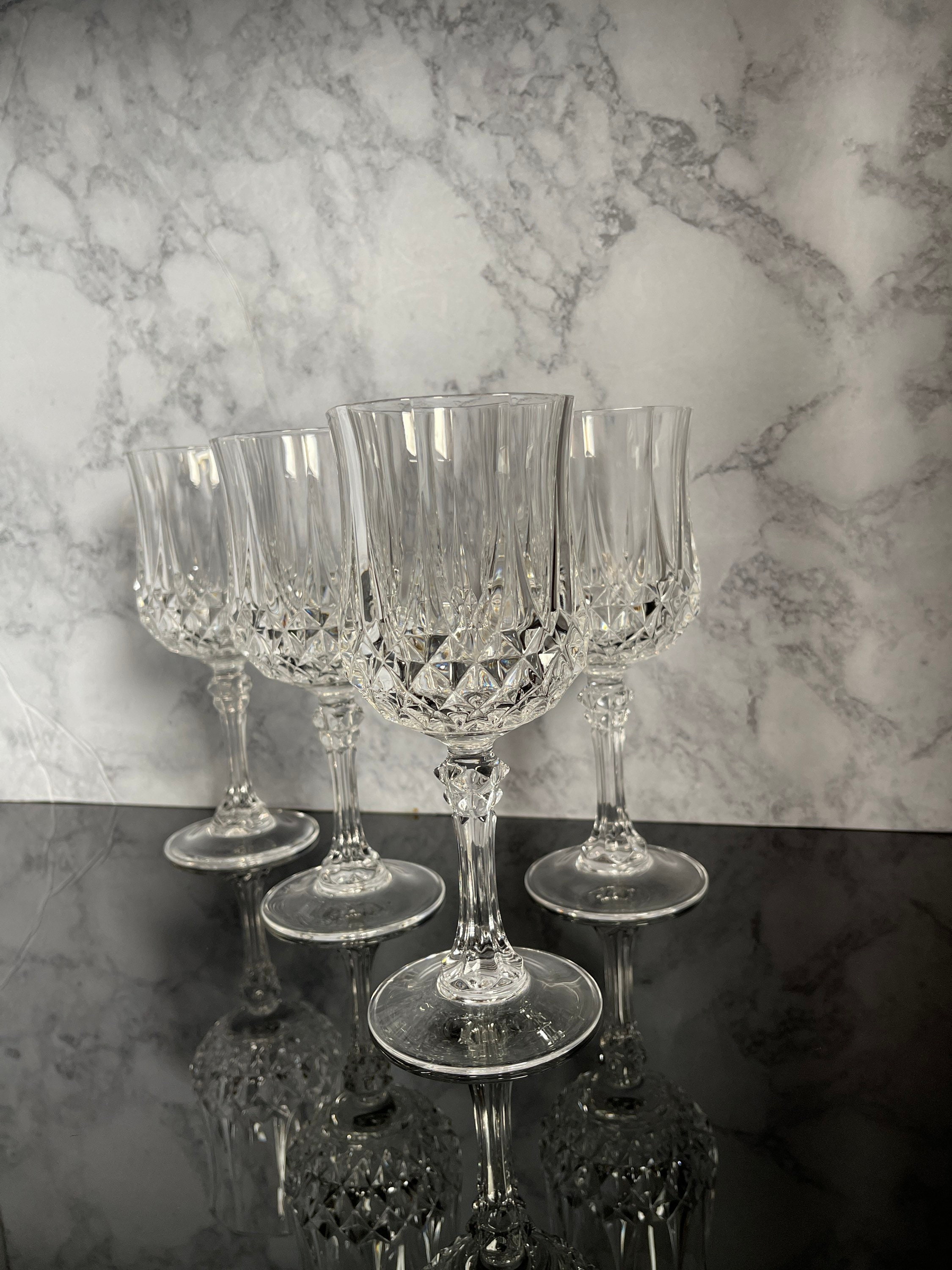 Four Longchamp Water Goblets by Cristal Darquesdurand Set Etsy