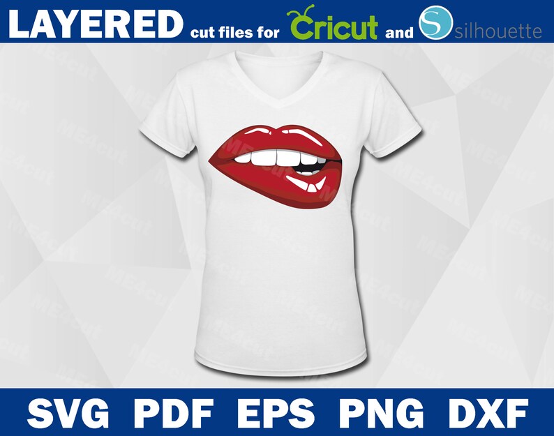 Mouth Sparkling Lips SVG Full Lip Cut Files for Cricut. Biting Lips Sparkle Feminine