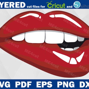 Mouth Sparkling Lips SVG Full Lip Cut Files for Cricut. Biting Lips Sparkle Feminine